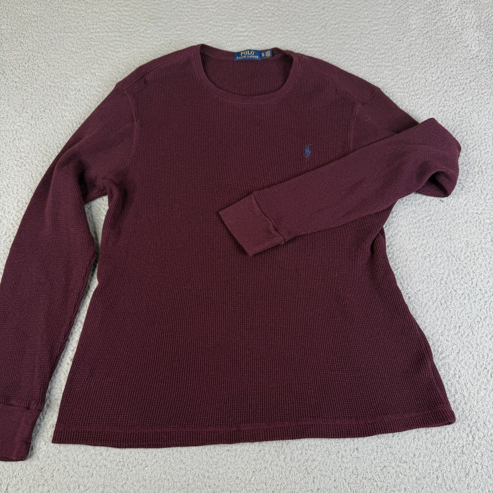 Polo Ralph Lauren Shirt Mens XL Burgundy Waffle Knit Thermal Long Sleeve Cotton